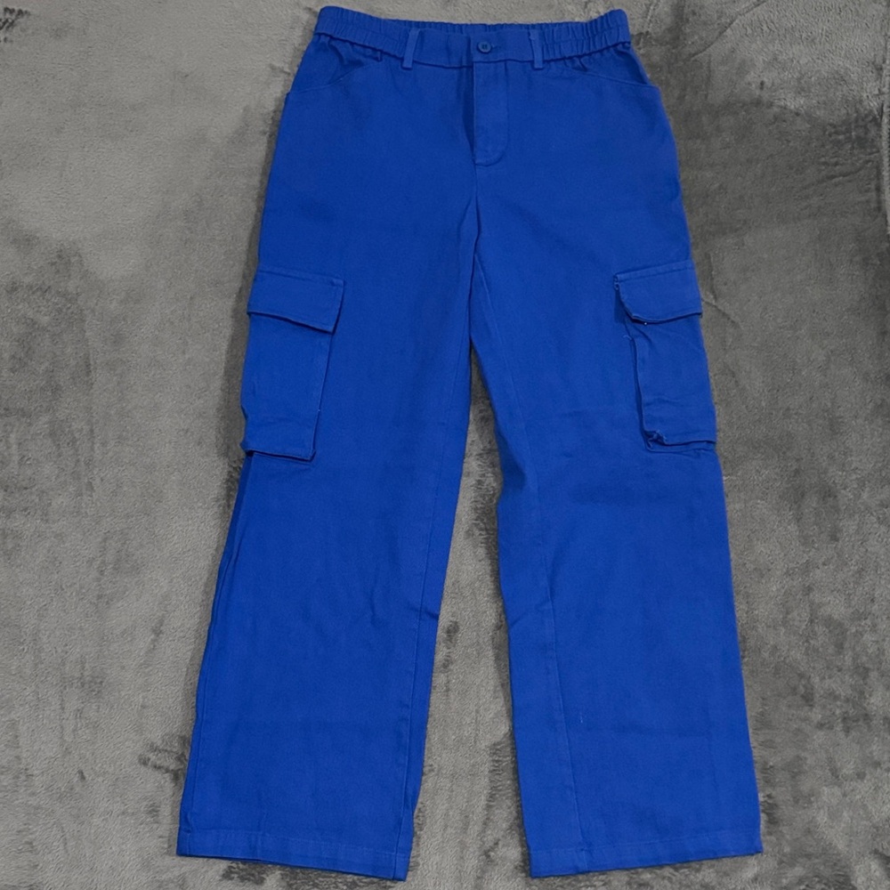 SHEIN Women's Vibrant Blue Cargo wide leg Pants Size 4 Utility Pants